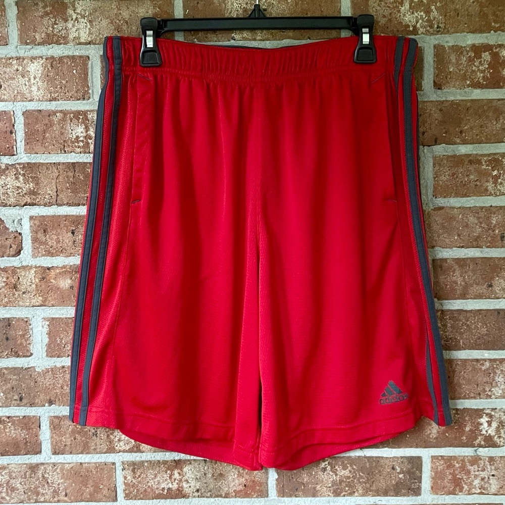 Adidas men’s red & gray athletic Climalite shorts